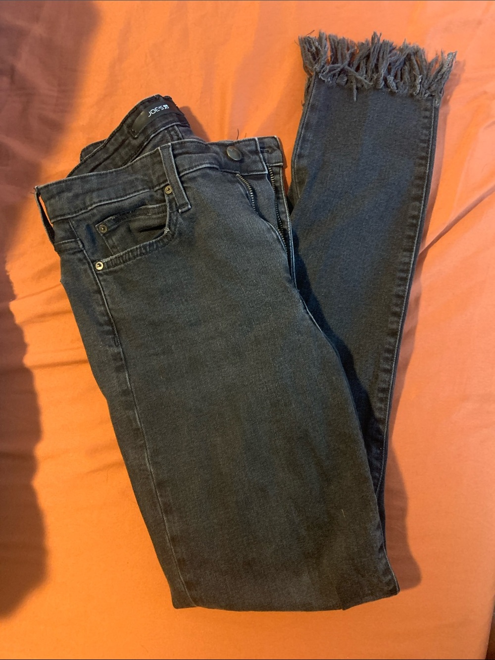 Joe's Jeans Black Skinny Frayed Hem Jeans